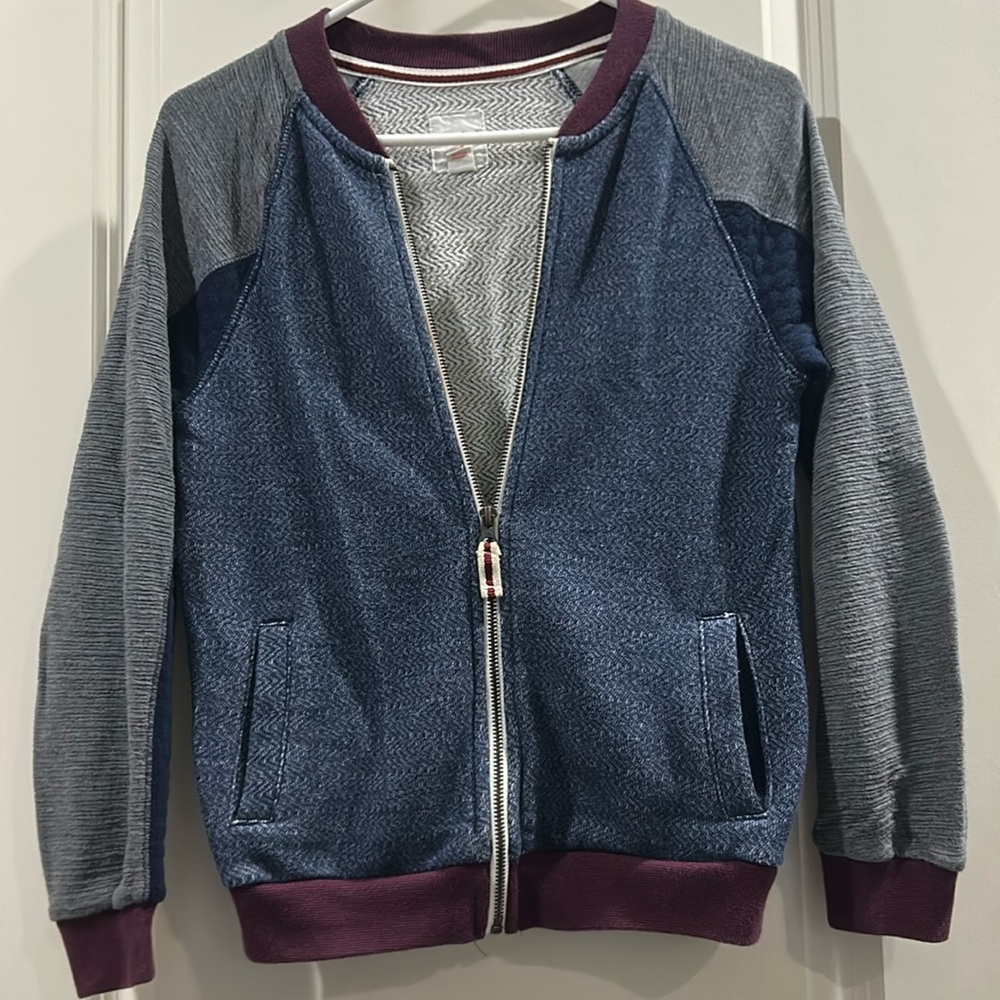 Cat & Jack kids zip up Bomber Jacket w/ patchwork details pockets Size M (8/10)